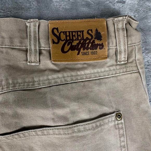 Distressed Scheels Outfitters Canvas Double-Knee Work Pants Size 38x34 - Picture 4 of 8